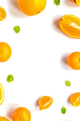 orange slices for juice on white background top view mock-up