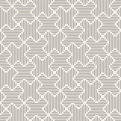 Vector seamless stylish pattern. Geometric interlaced cross shapes ornament. Linear weave lattice background.