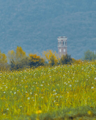 Clock tower in a rural area of italy