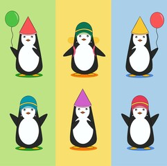 set of christmas penguins