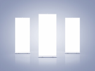Blank roll up banners, Empty advertising mockup stands