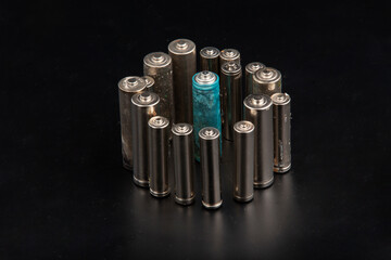 Ecology recycling concept, nature energy, many different types, used battery, rechargeable...