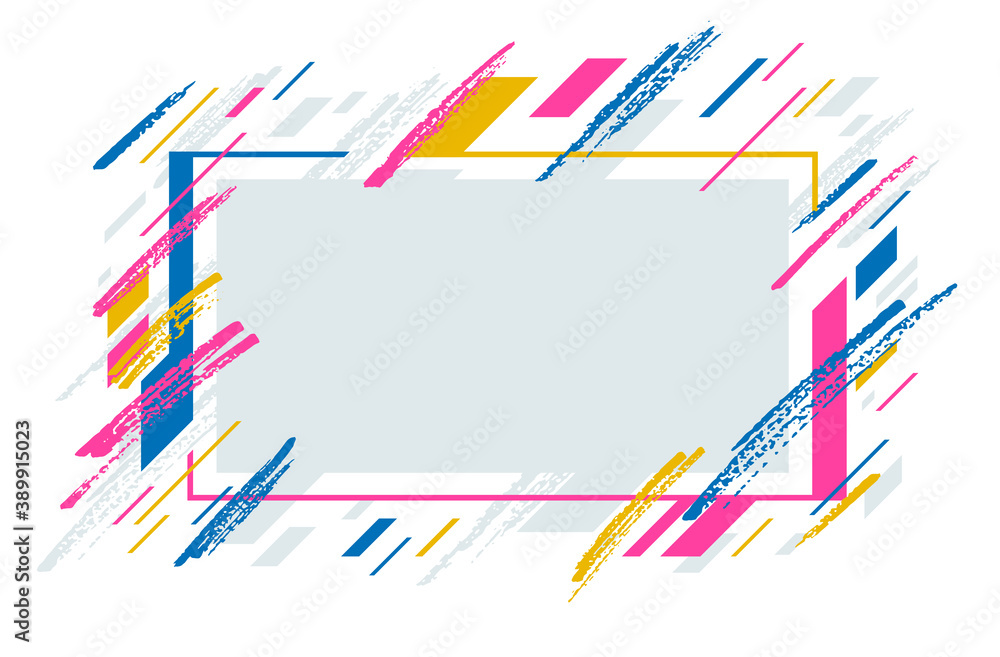 Canvas Prints artistic geometric frame with hand drawn brush strokes vector abstract background, art style bright 