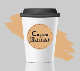 Paper Coffee Cup on transparent background. 3d Coffee Cup Mockup. Vector Template