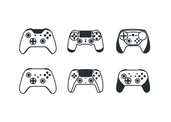 Gamepads lines (icons). Vector illustration.