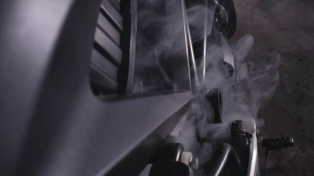 An engine that is so hot that there is smoke.