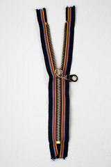 Metal zipper for clothing white background