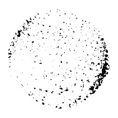 Black color of grunge textured in circle or round shape on white  background