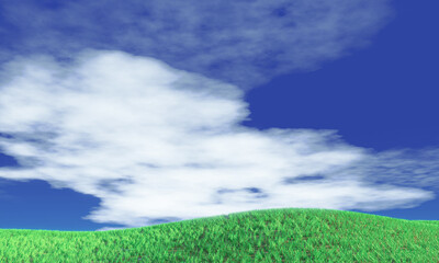 Blue sky and beautiful cloud with meadow tree. Plain landscape background for summer poster. The best view for holiday. picture of green grass field and blue sky with white clouds