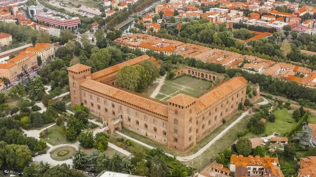 Aerial view of Visconti Castle in Pavia