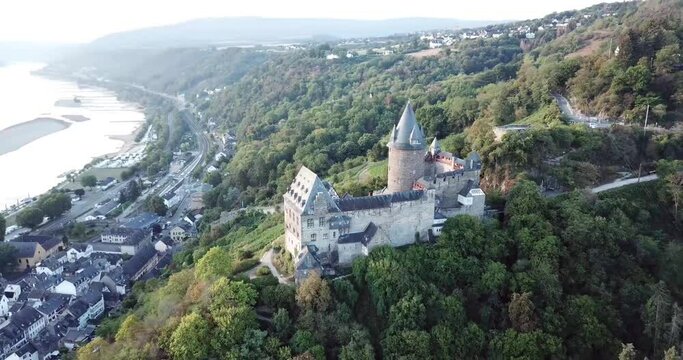 Castel Stahleck in
Bacharach by drone durning summer.