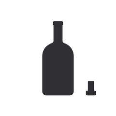 Bottle of vodka. Bottle silhouette. Vector bottle. Stencil bottle. Vector cork. Logo template. Glass container. Flask template. Jar icon. Bottle with cork.
