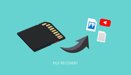 data recovery from memory card vector illustration
