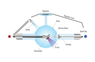 X-ray tube vector illustration. Schematic diagram.