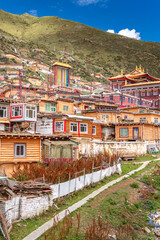 Fototapeta premium The view of larung academy in Larung Gar on Tibet