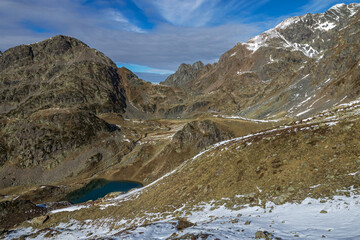 Lac Claret , Chaîne de Belledonne à l' automne , Alpes , Isère , France