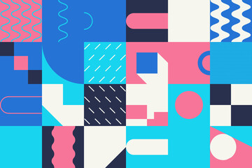 Digital Graphics Pattern Design Artwork With Abstract Geometric Vector Shapes