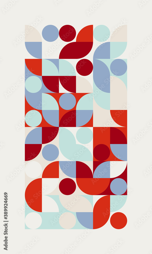 Poster modern swiss design aesthetics artwork with abstract modernism shapes and geometric pattern graphics