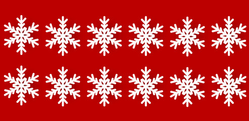 Seamless border with white paper snowflakes on red - element for winter holiday design for Christmas and New Year