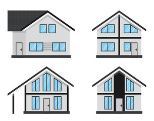 Isolated modern houses set.  Vector illustration.