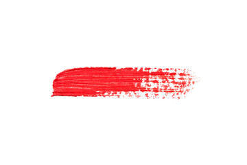 Red paint brush strokes. Individual advertising of cosmetics