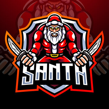 Santa killer mascot. esport logo design