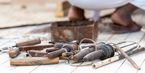 traditional tools of a ship builder in the Middle East, or of a carpenter 