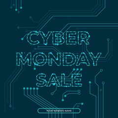 Editable square banner template. Social media post template cyber monday sale. Usable for social media post , banner and web internet ads. Flat vector design isolated