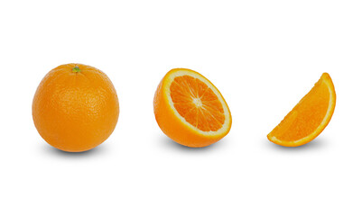 The cutting oranges on a white background
