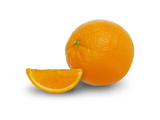 The orange is cut on a white background