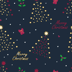 Fototapeta na wymiar seamless christmas pattern. Christmas trees and other attributes of the holiday - vector illustration, eps