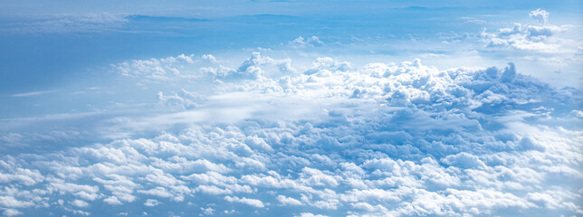 Panorama Clouds and blue sky background , aerial cloud scape view from above