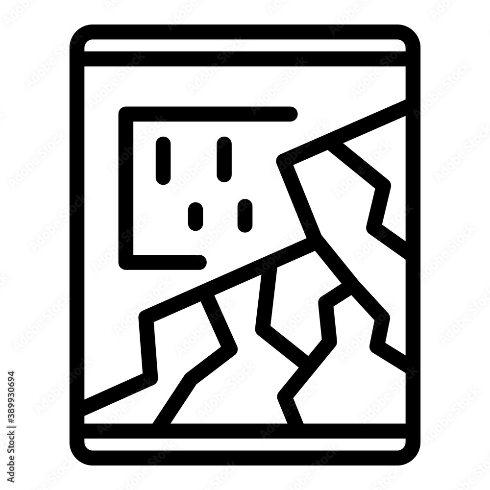 Poster broken screen tablet icon. outline broken screen tablet vector icon for web design isolated on white