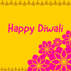 Happy Diwali wishes greeting card abstract background with text message and colorful lighting lamps pattern, Indian festival celebration, graphic design illustration wallpaper