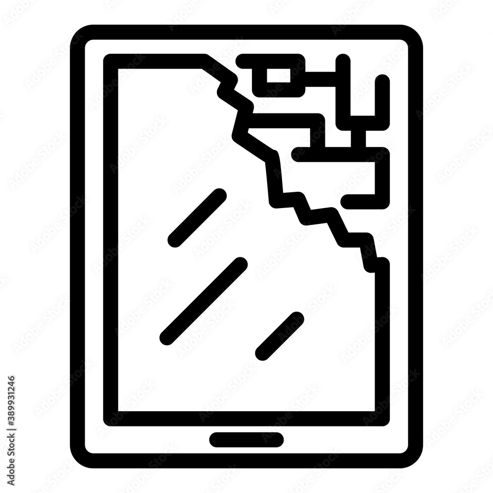 Poster damaged display icon. outline damaged display vector icon for web design isolated on white backgroun