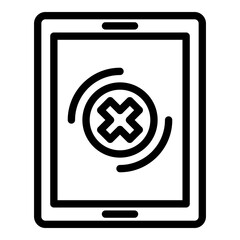 Fototapeta premium Damaged tablet icon. Outline damaged tablet vector icon for web design isolated on white background