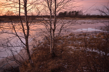 Lake by the late autumn