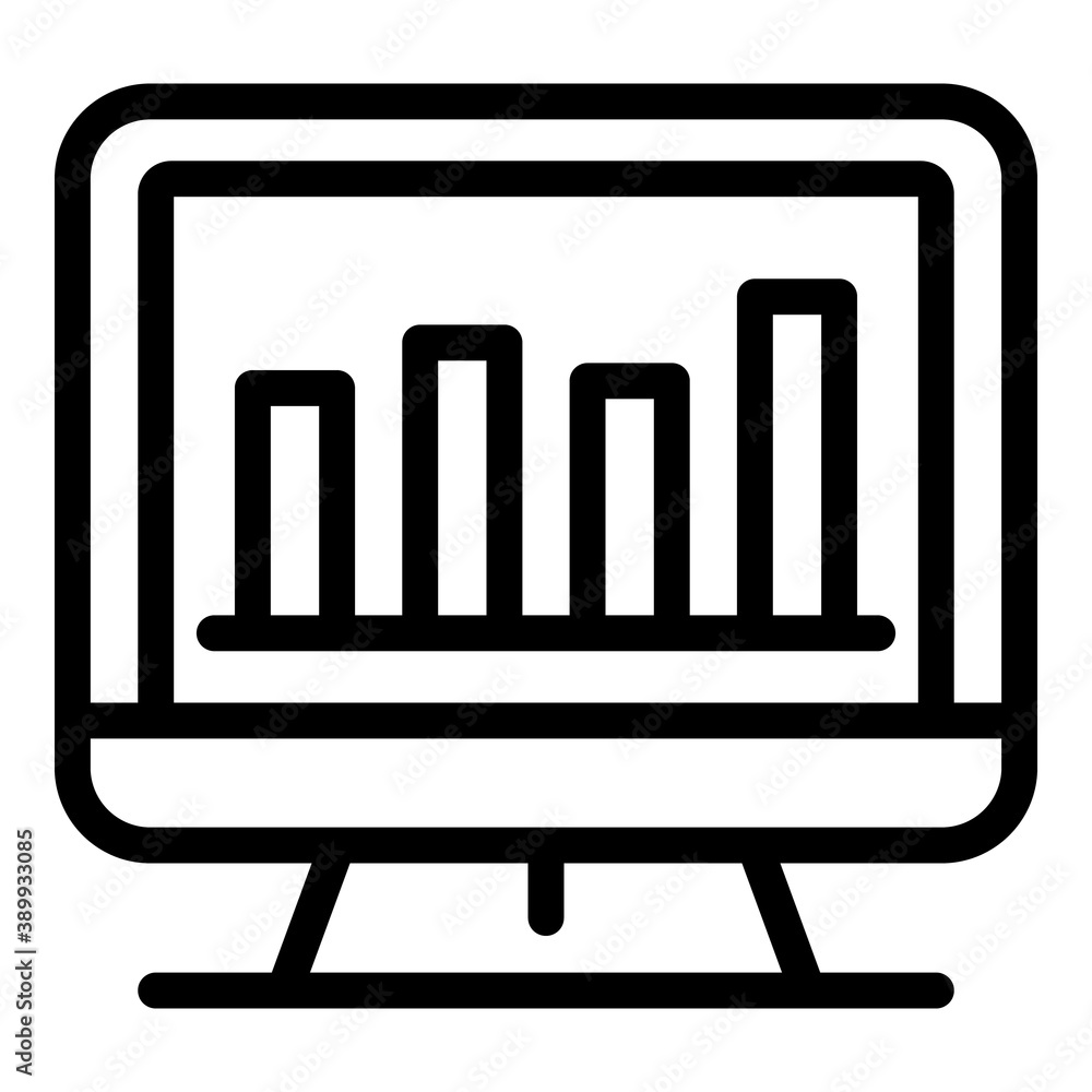Poster monitor analytics icon. outline monitor analytics vector icon for web design isolated on white backg