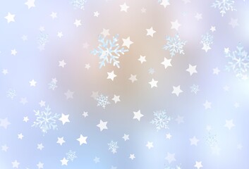 Naklejka na ściany i meble Light Purple vector background with beautiful snowflakes, stars.