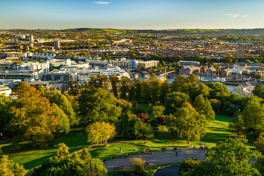 High Angle Shot Of A Park And The City In Bristol, U.K.