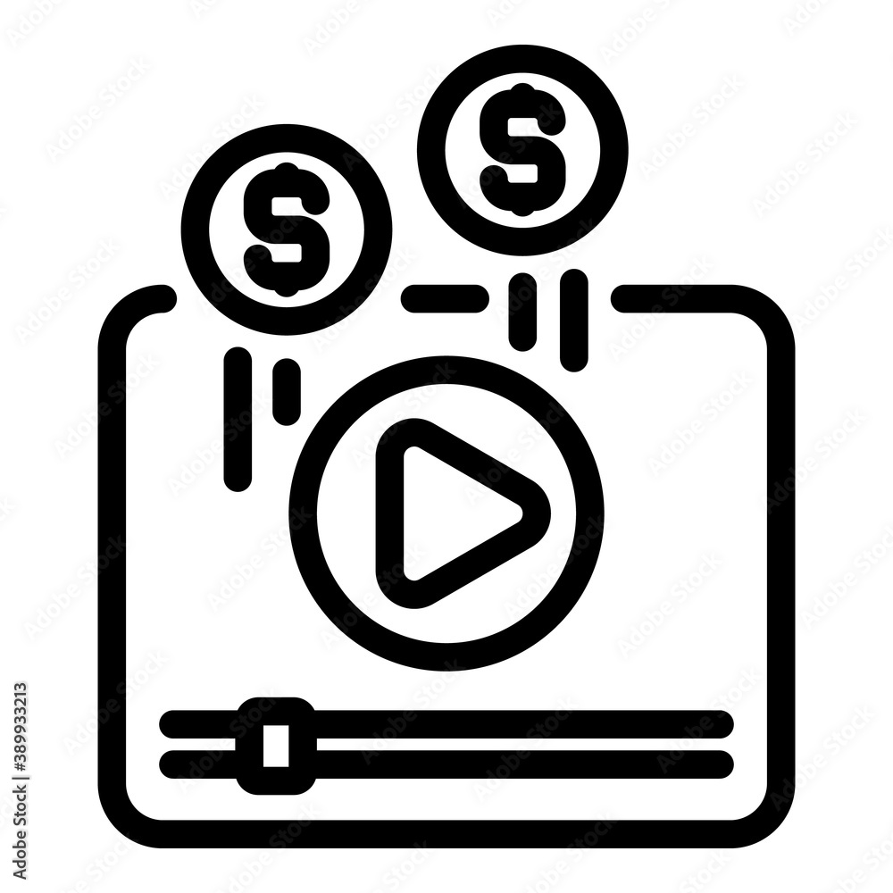 Poster video monetization icon. outline video monetization vector icon for web design isolated on white bac