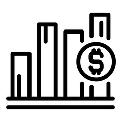 Analytics dollar icon. Outline analytics dollar vector icon for web design isolated on white background