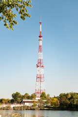 Fototapeta na wymiar TV tower antenna city, sky cell tower