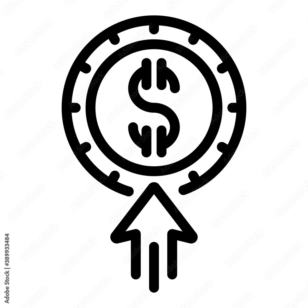 Poster click dollar icon. outline click dollar vector icon for web design isolated on white background
