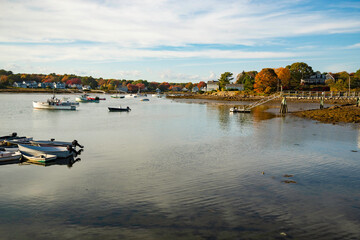 View of Camp Ellis during the fall, Maine Usa