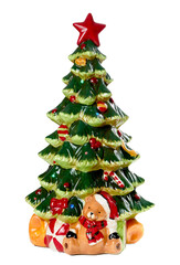 Multicolored christmas tree isolated on white background