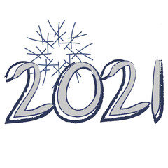 Abstract snowflake and date (2021) as symbols of the new year.
