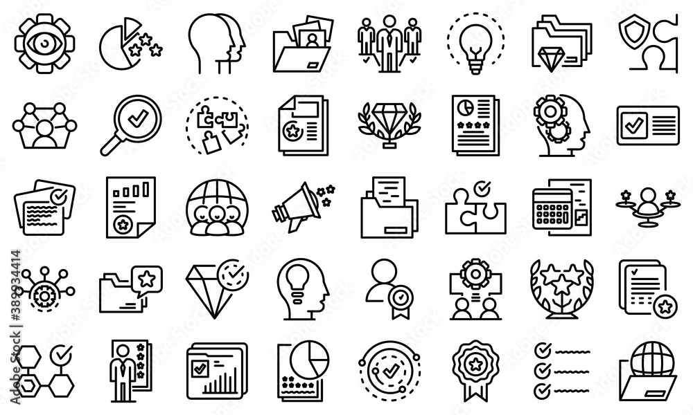 Poster expertise icons set. outline set of expertise vector icons for web design isolated on white backgrou