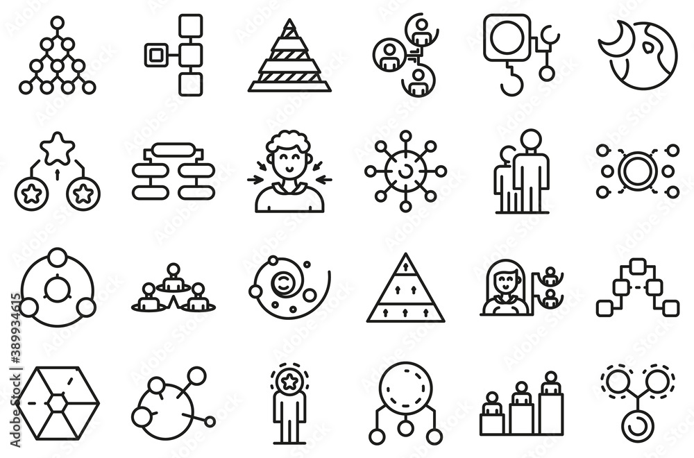 Poster hierarchy icons set. outline set of hierarchy vector icons for web design isolated on white backgrou
