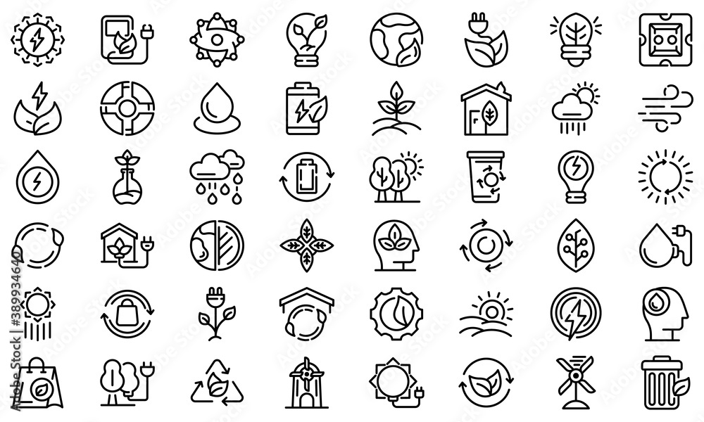 Poster natural resources icons set. outline set of natural resources vector icons for web design isolated o